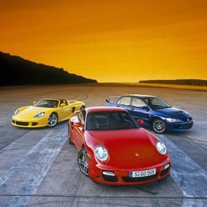 Porsche 997, Carerra GT and Mitsubishi Evo